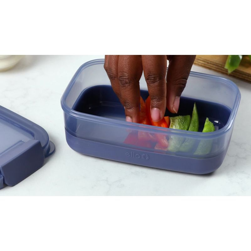 Ello 10pc Plastic Food Storage Container Set with Skid Free Soft Base: Multicolored, Dishwasher-Safe, 5 Containers with Lids