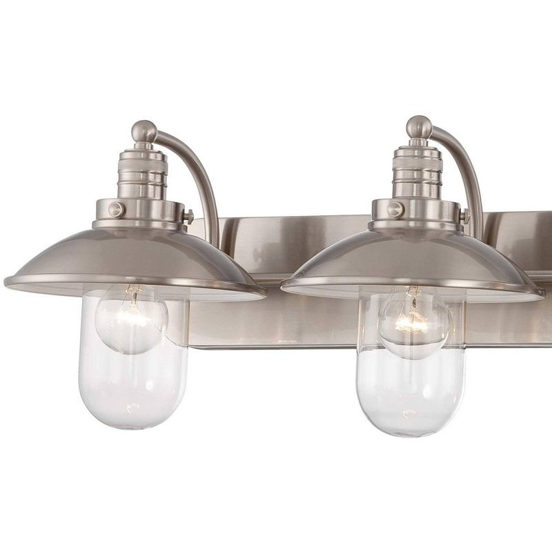 Minka Lavery Industrial Wall Light Brushed Nickel Hardwired 38 1/2" 4-Light Fixture Clear Glass Shade for Bathroom Vanity Hallway