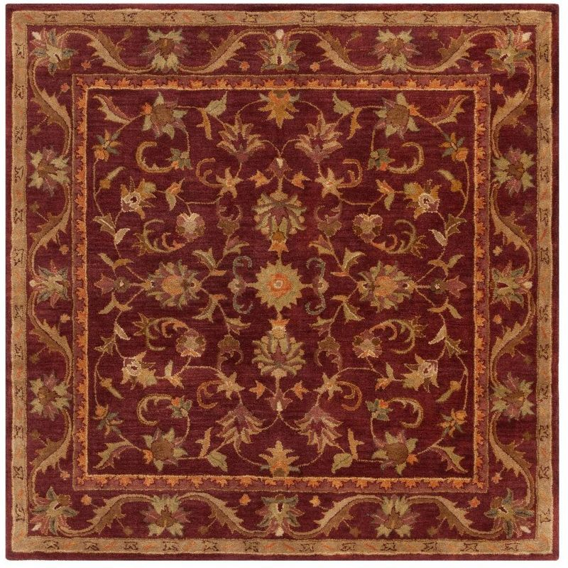 Antiquity AT52 Hand Tufted Indoor Area Rug - Wine/Gold - 6'x6' - Safavieh
