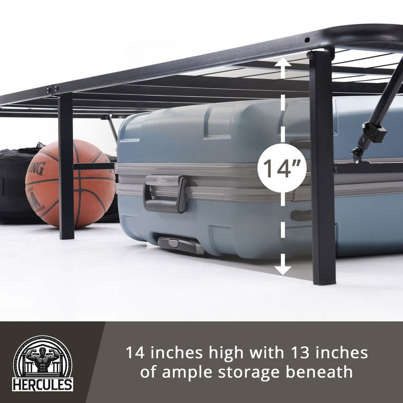 Hercules Folding Metal Bed Frame, 14 Inch Heavy Duty Platform Mattress Foundation, Easy Assembly, Noise Free, No Box Spring Needed, Twin