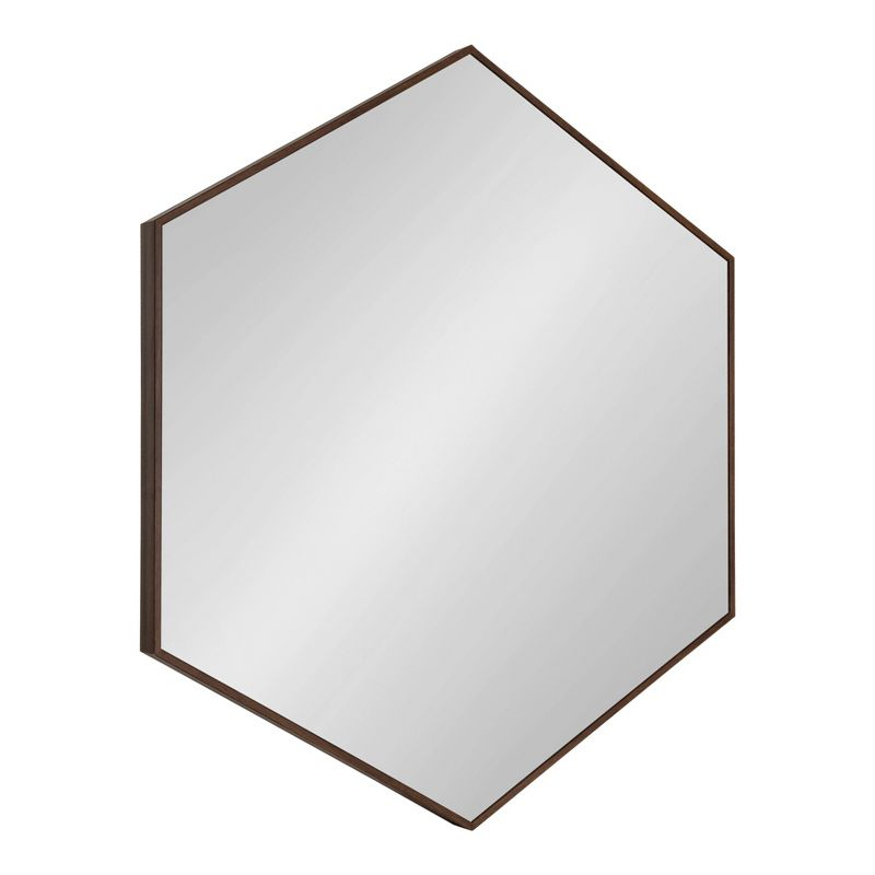 30.75" x 34.75" Rhodes 6 Sided Hexagon Wall Mirror Walnut Brown - Kate and Laurel: Modern, No Assembly, Wall Mount