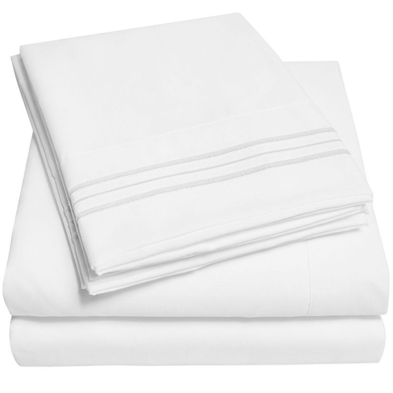 4 Piece Sheet Set, Ultra Soft 1800 Series Collection - Queen, White