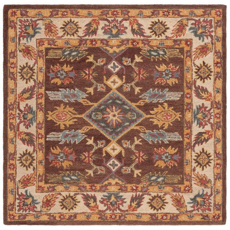 Antiquity AT502 Hand Tufted Area Rug - Dark Brown/Ivory - 6'x6' - Safavieh.