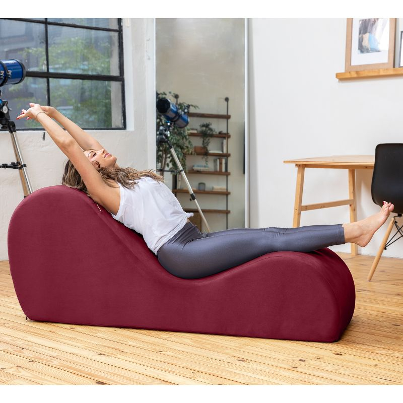 Avana Sleek Chaise Lounge for Yoga - Made in The USA - Great for Stretching, Relaxation, Exercise & More, 60D x 18W x 26H Inch, Red