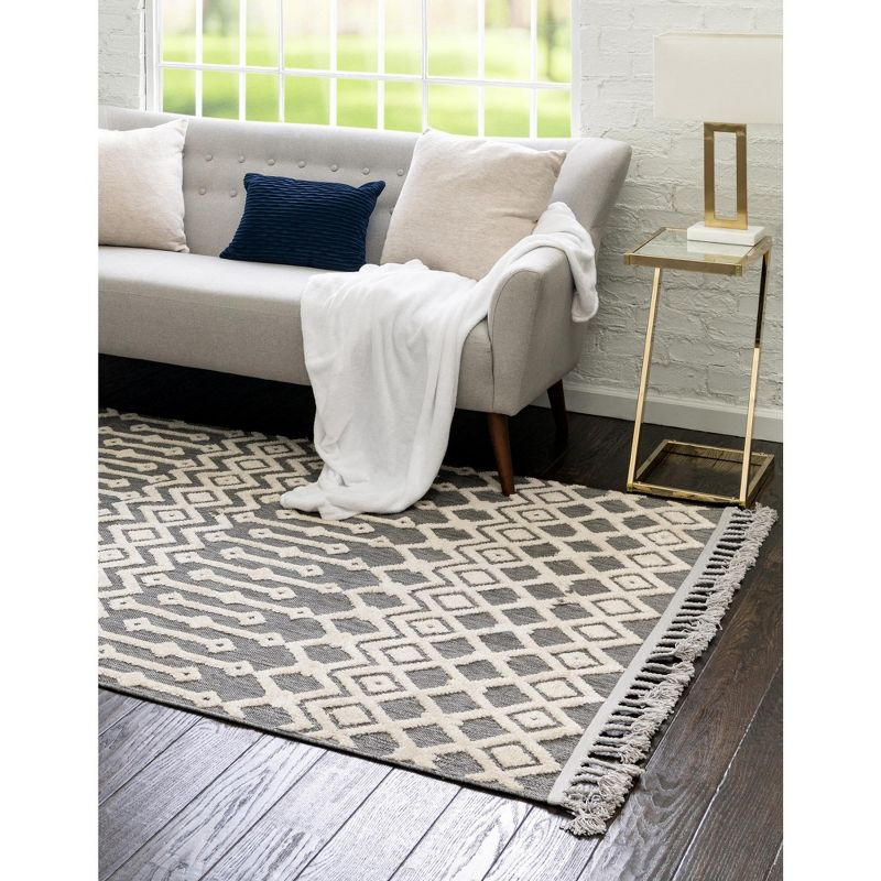 Unique Loom Arlo Collection Area Rug - Lenny (9'  x 12' Rectangle Charcoal/Ivory)
