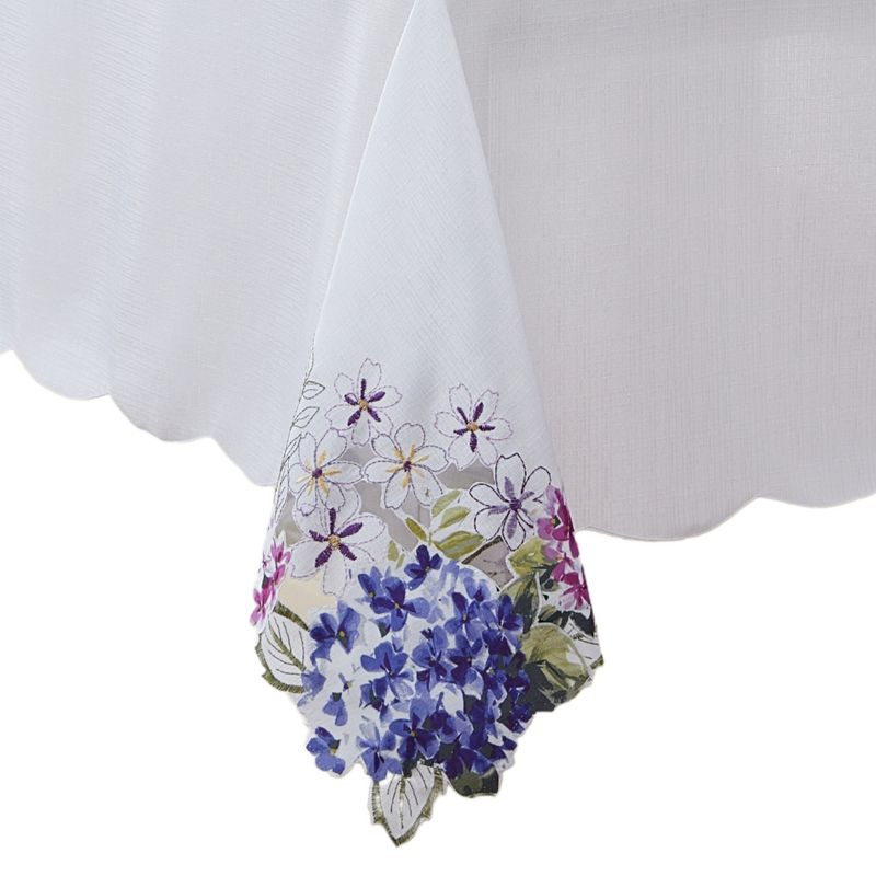 Spring Hydrangea Floral Cutwork Tablecloth - Multicolor - 60x102 - Elrene Home Fashions