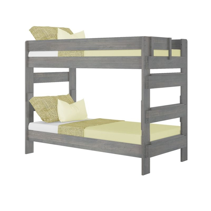 Max & Lily Twin over Twin Bunk Bed, Farmhouse Solid Wood Bunk Beds for Kids, Driftwood