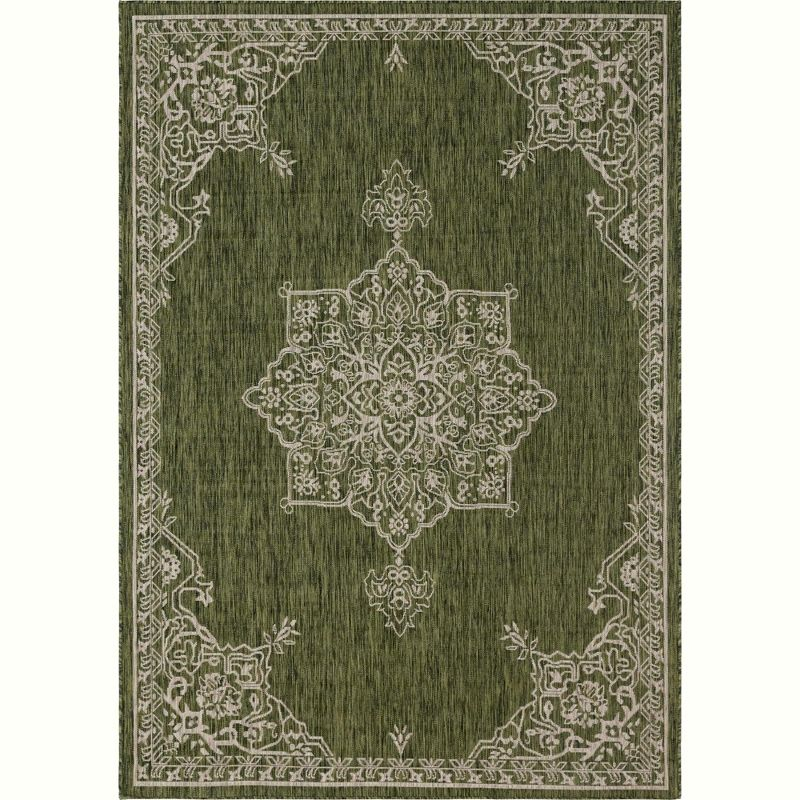 Unique Loom 7' 1 x 10' 0 Rectangle Indoor/Outdoor Traditional Green Area Rug