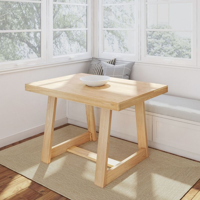 Plank+Beam 48" Dining Table for 4, Classic Farmhouse Solid Wood Kitchen Table, Blonde Wirebrush