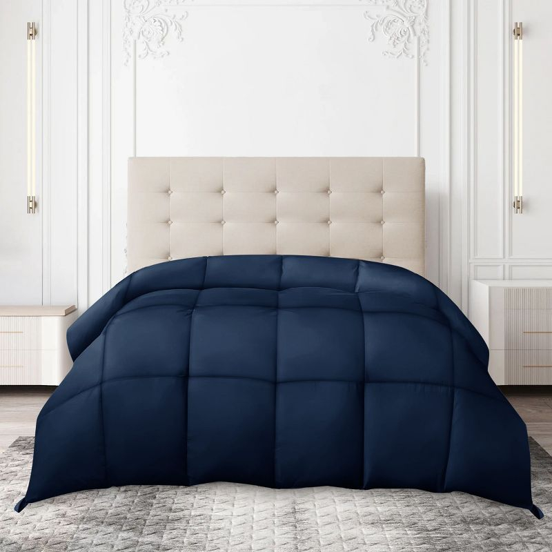 All Season Down Alternative Duvet Insert with Corner Tabs Hypoallergenic Ultra Soft 1 Piece Comforter - Twin , Navy Blue