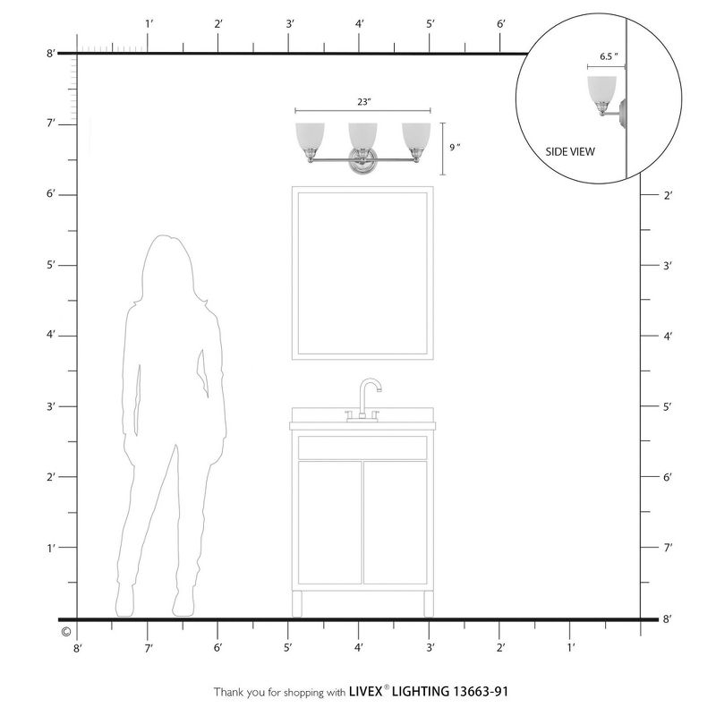 Livex Lighting Somerville 3 - Light Vanity in  Polished Chrome