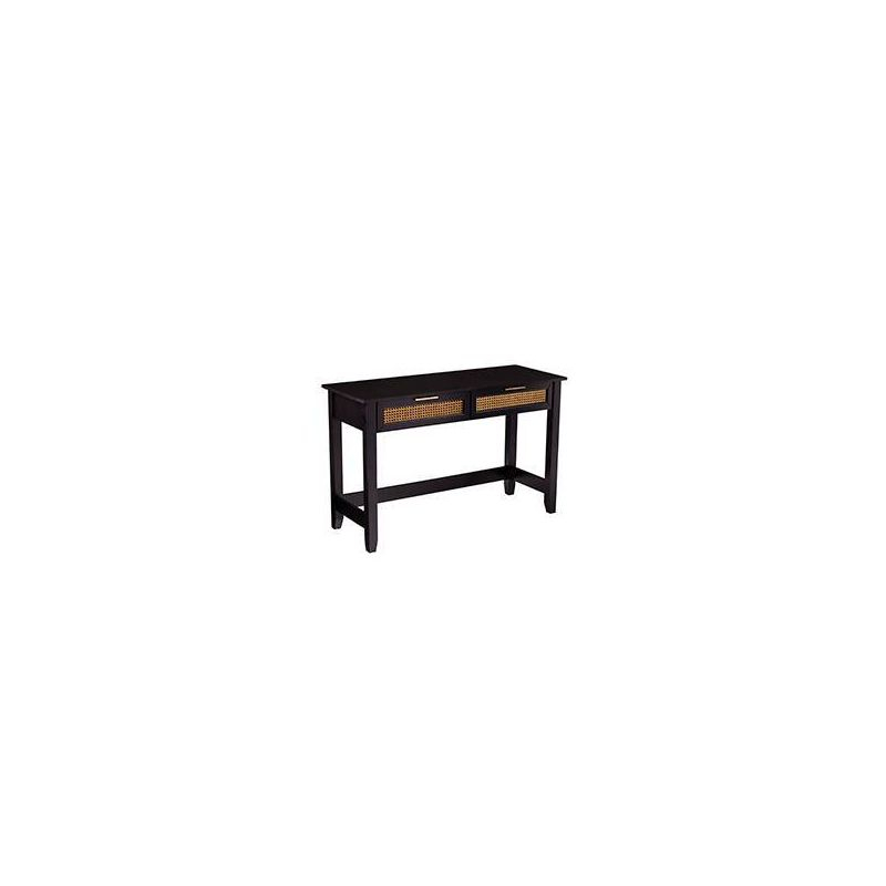Chekshire Storage Console Black/Natural - Holly & Martin: Transitional Style, Metal Frame, Wood Top, Entryway Furniture with Drawer