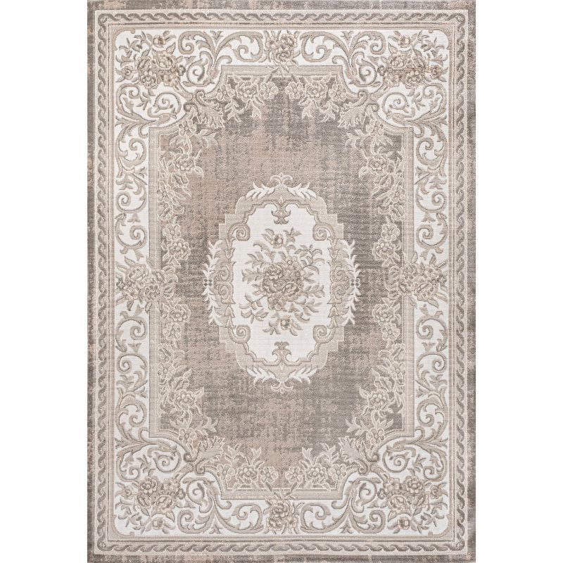 JONATHAN Y Rosalia Cottage Medallion Gray/Ivory 5 ft. x 8 ft. Area Rug