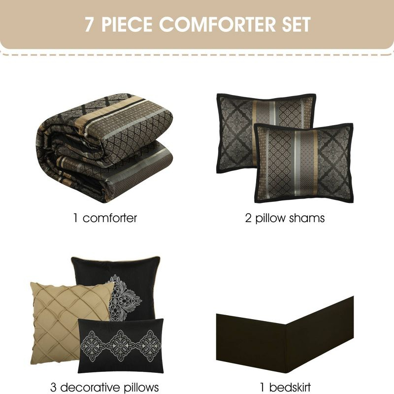 Nanshing 7pc King Tefia Traditional Comforter Set Black