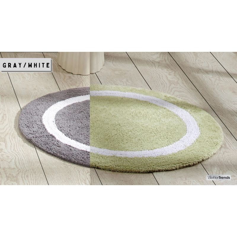 24"x40" Hotel Collection Bath Rug White/Gray - Better Trends: Cotton, Tufted, Machine Washable