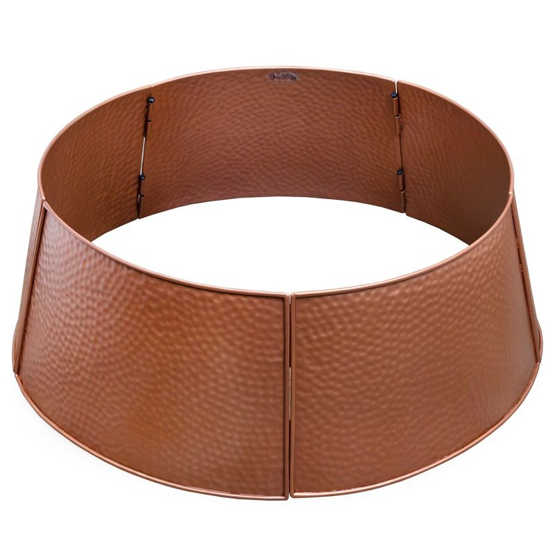 AuldHome Design 29" Copper Farmhouse Tree Collar, Farmhouse Enamelware Christmas Tree Skirt