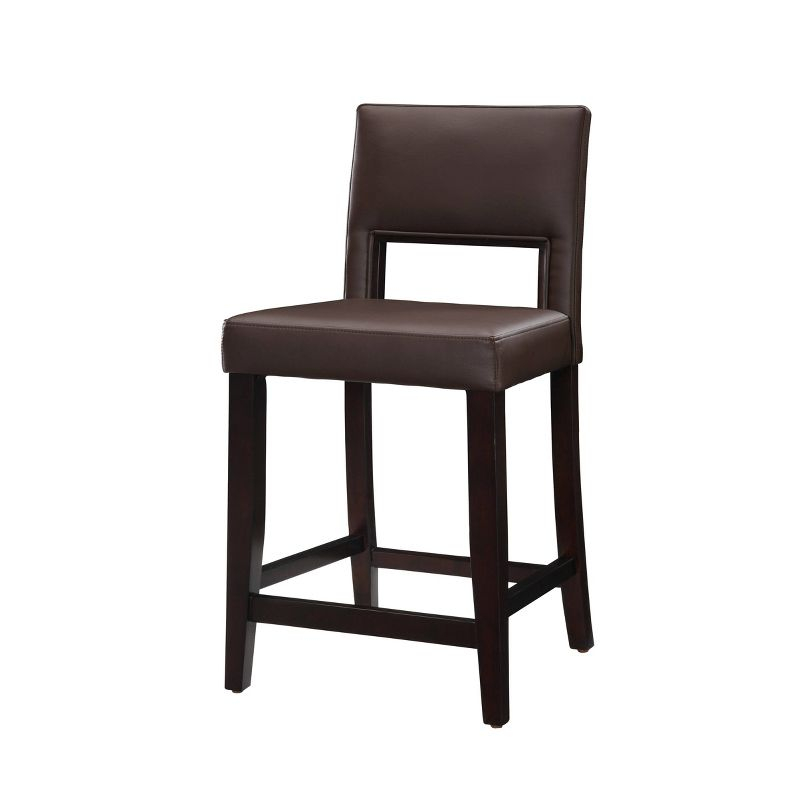 24" Vega Padded Counter Height Barstool with Ergonomic Footrest & Espresso Finish - Linon