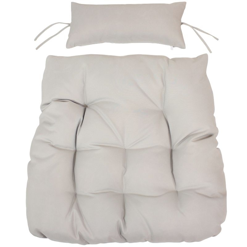 Sunnydaze Outdoor Replacement Headrest and Cushions for Phoebe Hanging Lounge Egg Chair - Gray - 2pc