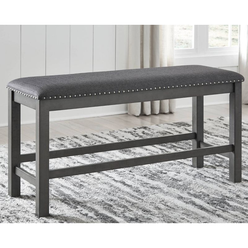Myshanna Double Upholstered Two-Tone Dining Bench Gray: Nailhead Trim, Rectangle - Signature Design by Ashley