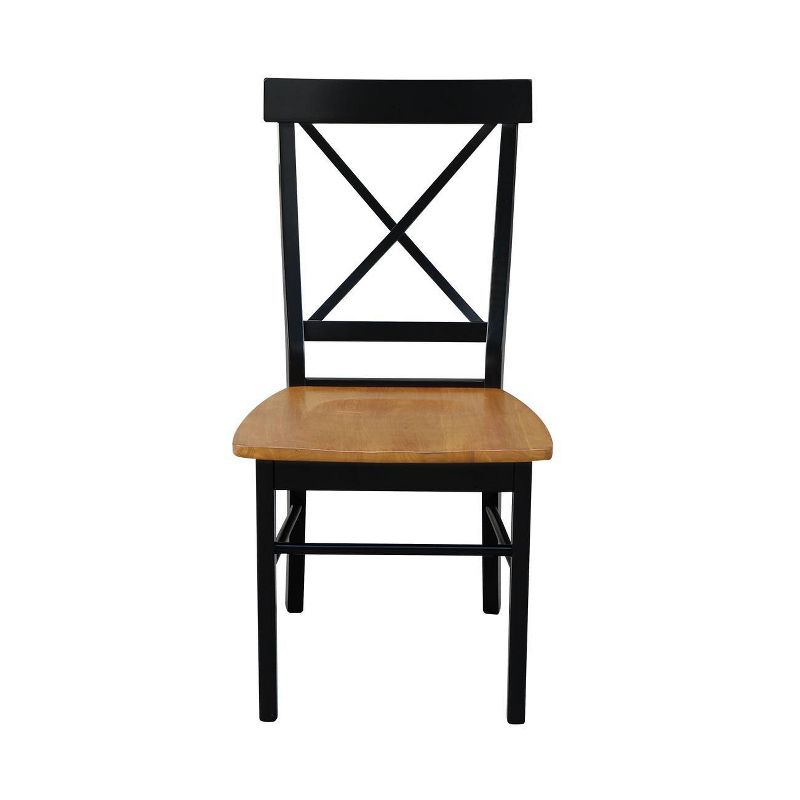International Concepts Set of 2 X Back Chairs with Solid Wood Seats Black/Cherry Red: Hardwood Frame, Mid-Century Style