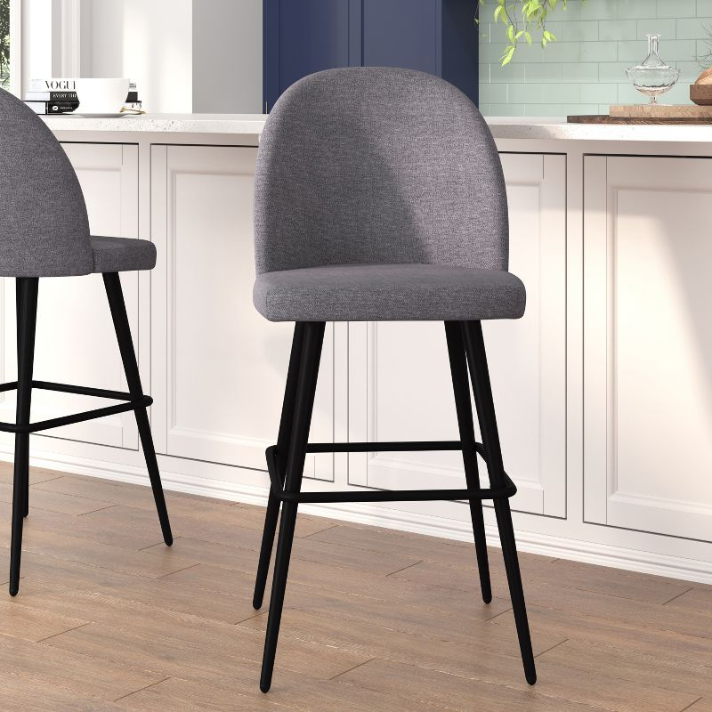 Flash Furniture Lyla Commercial Grade Modern Armless Barstools with Contoured Backrest, Steel Frame and Integrated Footrest - Set of 2