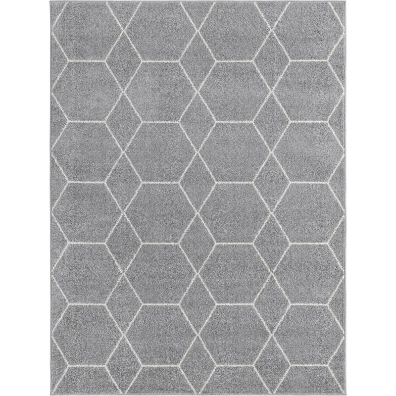 Unique Loom 10' 0 x 13' 0 Trellis Frieze Geometric Light Gray Area Rug