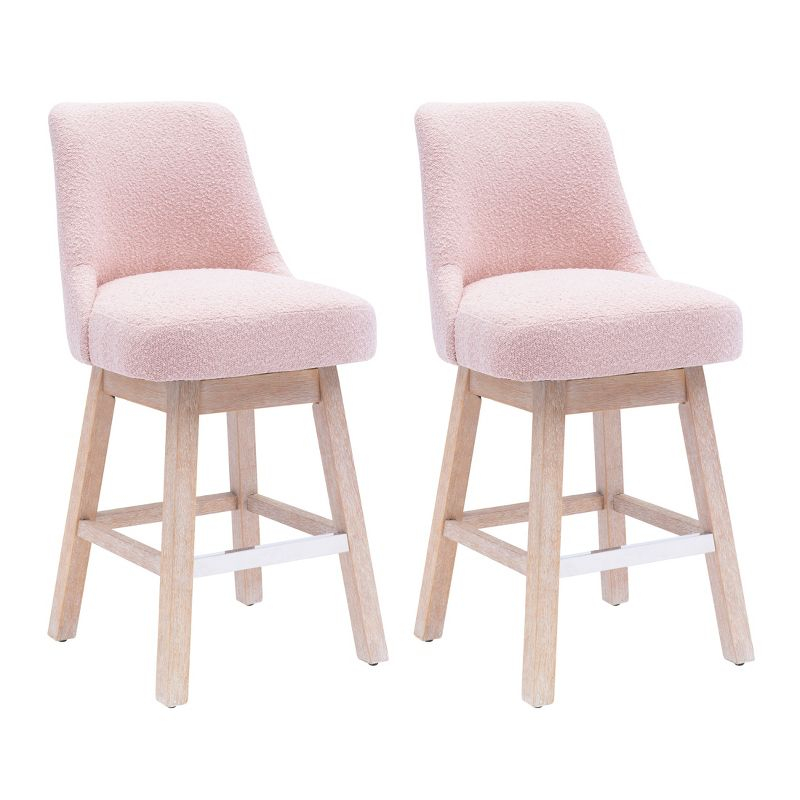 WestinTrends 26" Upholstered Swivel Counter Height Bar Stools (Set of 2), Dusty Peach
