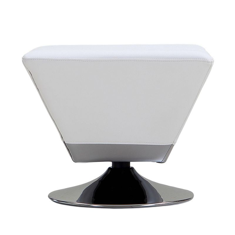 Diamond Swivel Ottoman White - Manhattan Comfort: Chrome Base, Faux Leather, No Assembly Required