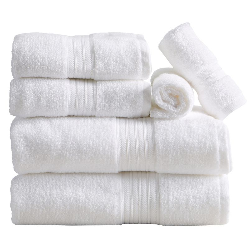 100% Cotton Quick-Dry Everday Towel Set - Great Bay Home (6 Piece Set, White)
