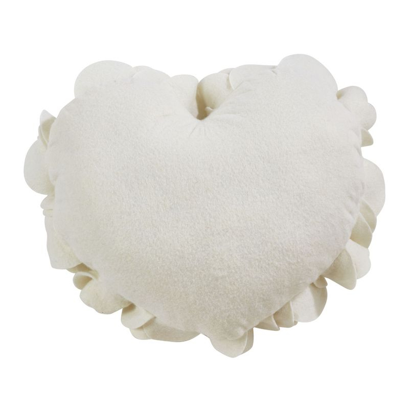 Saro Lifestyle Valentine's Day Throw Pillow With Heart Felt Design, White, 13"