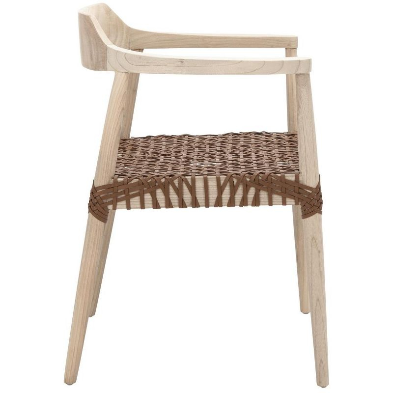 Munro Leather Woven Accent Chair - ACH1005 - Natural/Light Honey - Safavieh