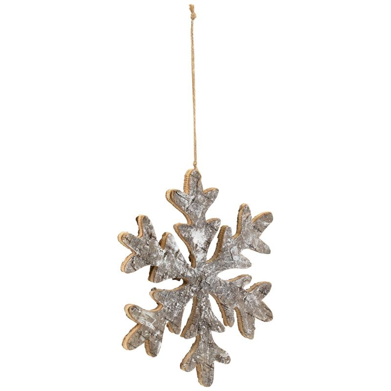 Northlight Wooden Snowflake Christmas Ornament - 10" - Silver and Gold