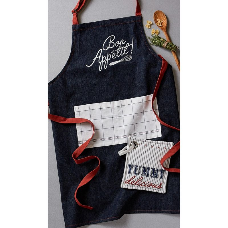 Design Imports Bon Appetit Denim Embroidered Apron