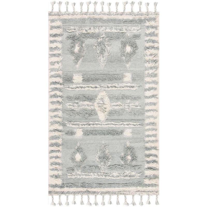 Kenya KNY601 Hand Knotted Area Rug - Grey/Ivory - 6'x9' - Safavieh.