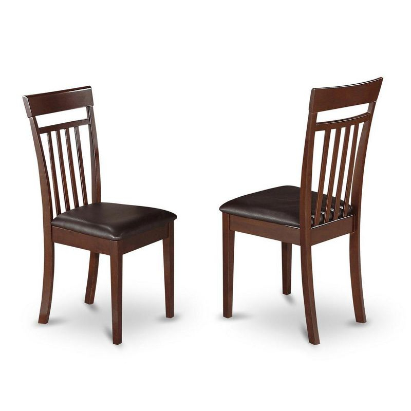East West Furniture, Capri slat back Chair for dining room with Leather Upholstered Seat , Set of 2