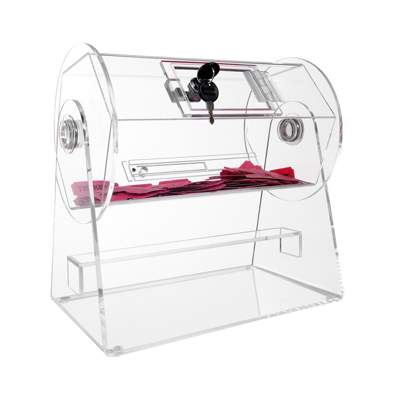 VEVOR Acrylic Raffle Drum, Professional Raffle Ticket Spinning Cage with 2 Keys, Transparent Lottery Spinning Drawing, Holds 2500 Tickets