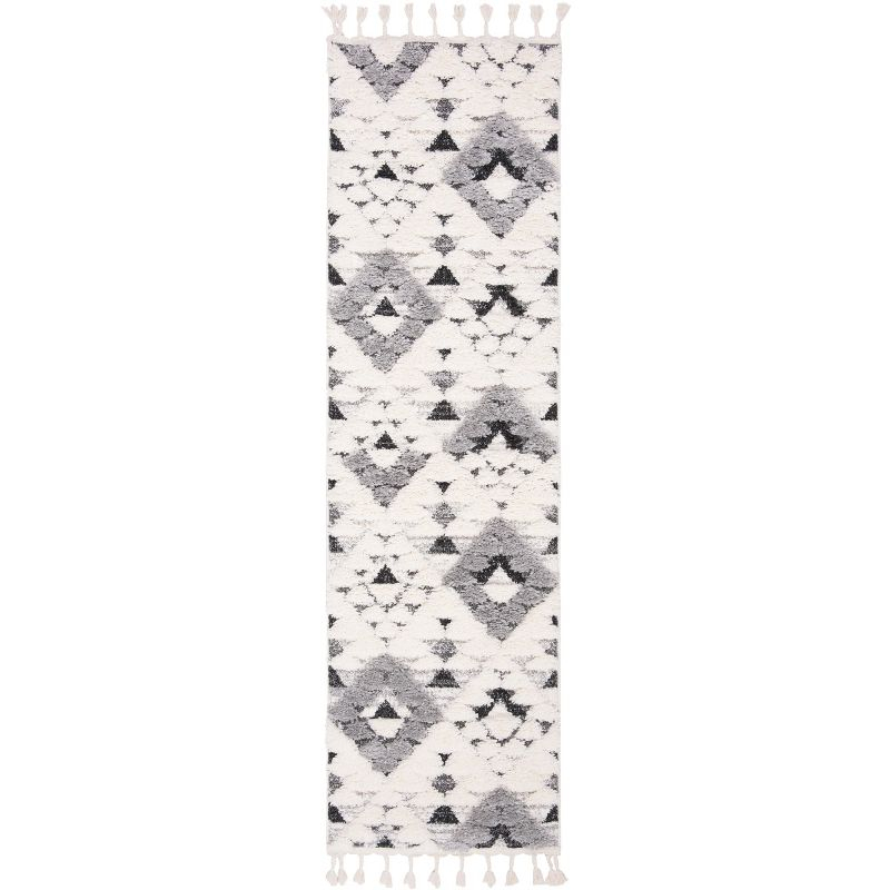 Moroccan Tassel Shag MTS688 Power Loomed Indoor Accent Rug - Ivory/Grey - 2'3"x4' - Safavieh