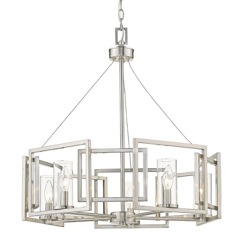 Golden Lighting Marco 5-Light Chandelier in Pewter with Clear Glass