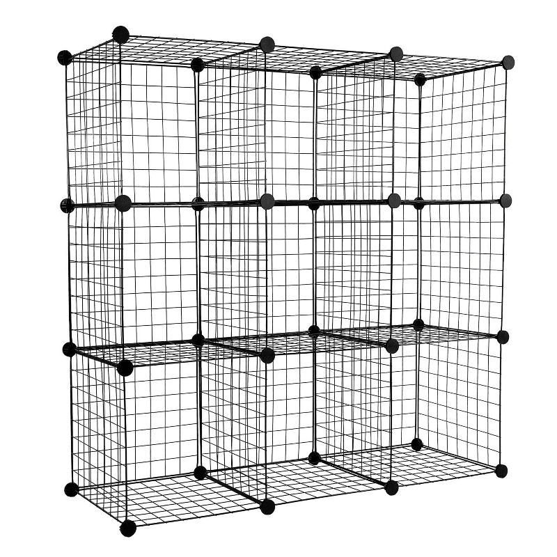 Mount-It! Wire Storage Cubes, 9-Cube Metal Grid Organizer | Modular Wire Shelving Units, DIY Closet Cabinet Organizer | 14" W x 14" H