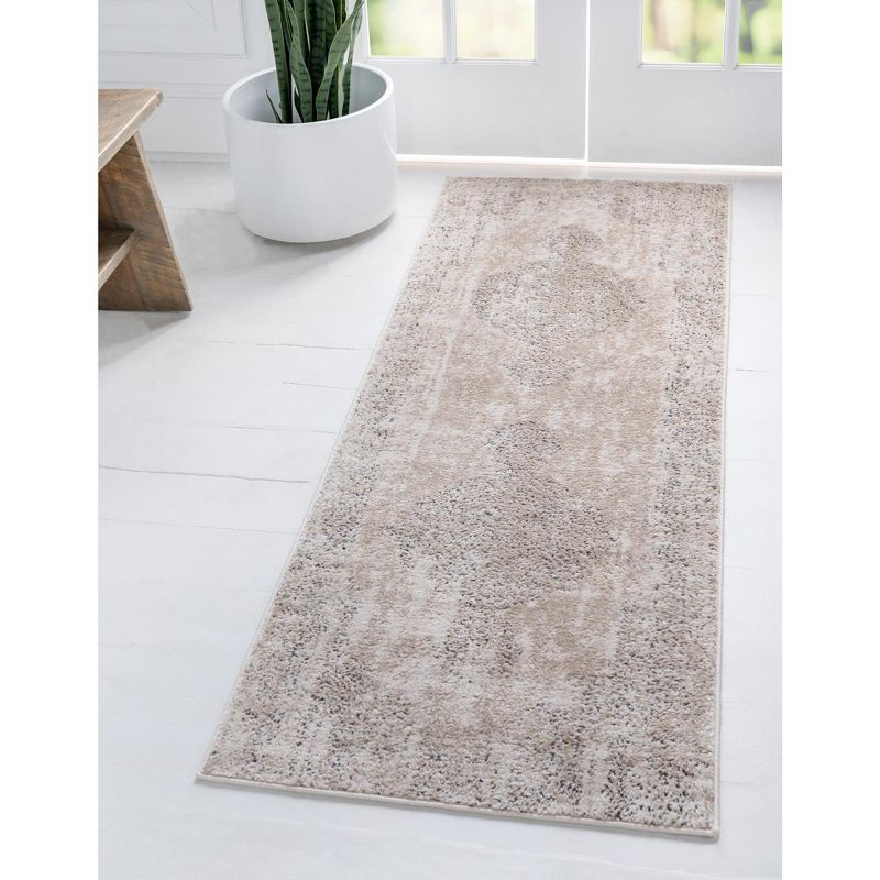 Unique Loom Portland Collection Area Rug - Woodburn (2'  x 6' 1" Runner Ivory/Beige)