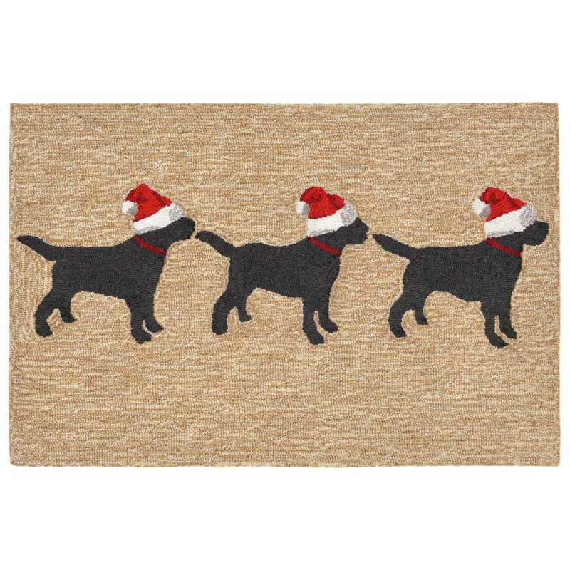 Liora Manne Frontporch 3 Dogs Christmas Indoor/Outdoor Rug Neutral 1'8" x 2'6"