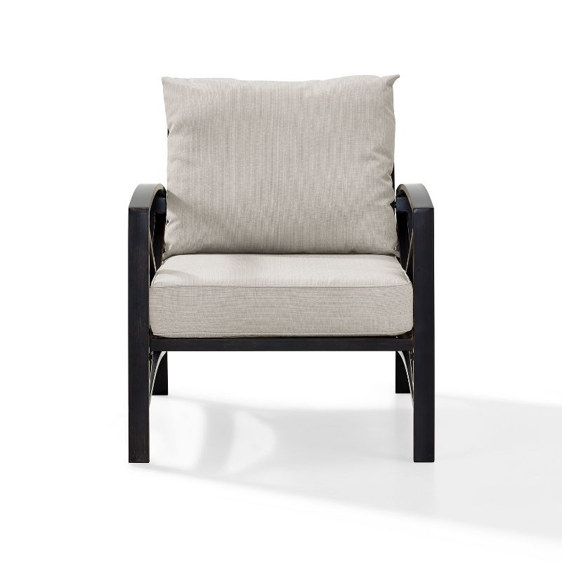 Kaplan Outdoor Arm Chair Oatmeal - Crosley: Patio Furniture, Steel Frame, Weather-Resistant