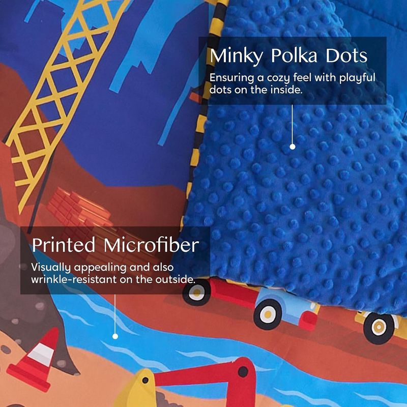 Joyfy Construction Scenes Toddler Nap Mat with Pillow & Blanket- 55''*30'' for Kids Ages 3-7 Years - Kids Roll Up Nap Mat for Preschool & Sleepovers