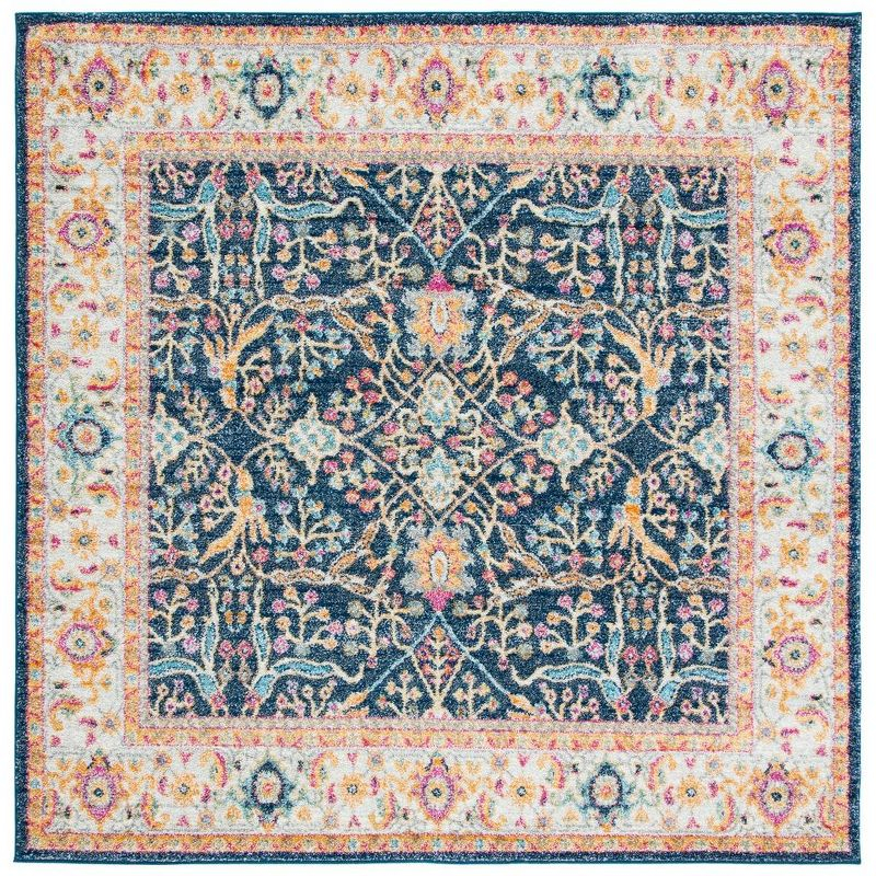Madison MAD612 Power Loomed Indoor Area Rug - Navy/Creme - 6'7"x6'7" - Safavieh.
