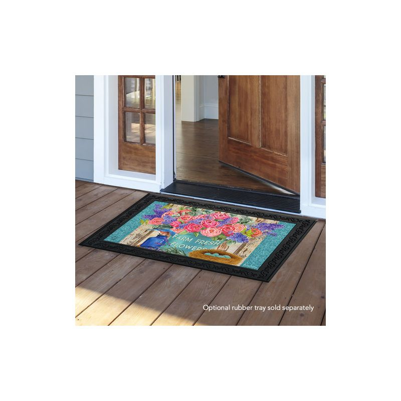 Farm Fresh Peonies Spring Doormat Floral Indoor Outdoor 30" x 18" Briarwood Lane