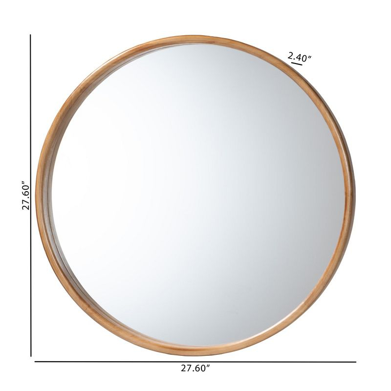 Baxton Studio Tazara Japandi Natural Round Accent Wall Mirror