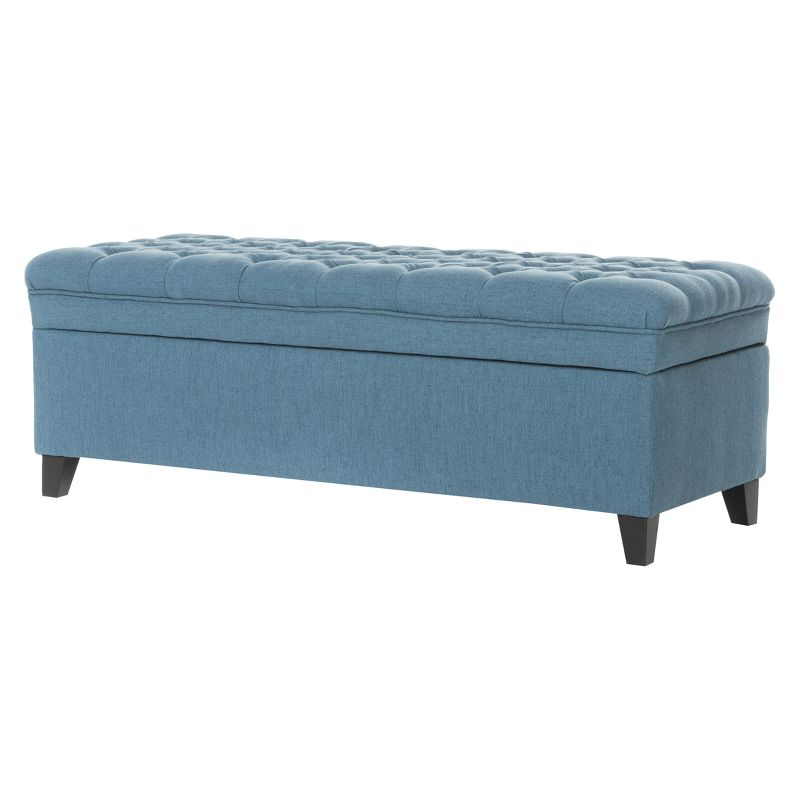 Juliana Storage Ottoman Blue - Christopher Knight Home: Upholstered Rectangular Bench, 250lb Capacity