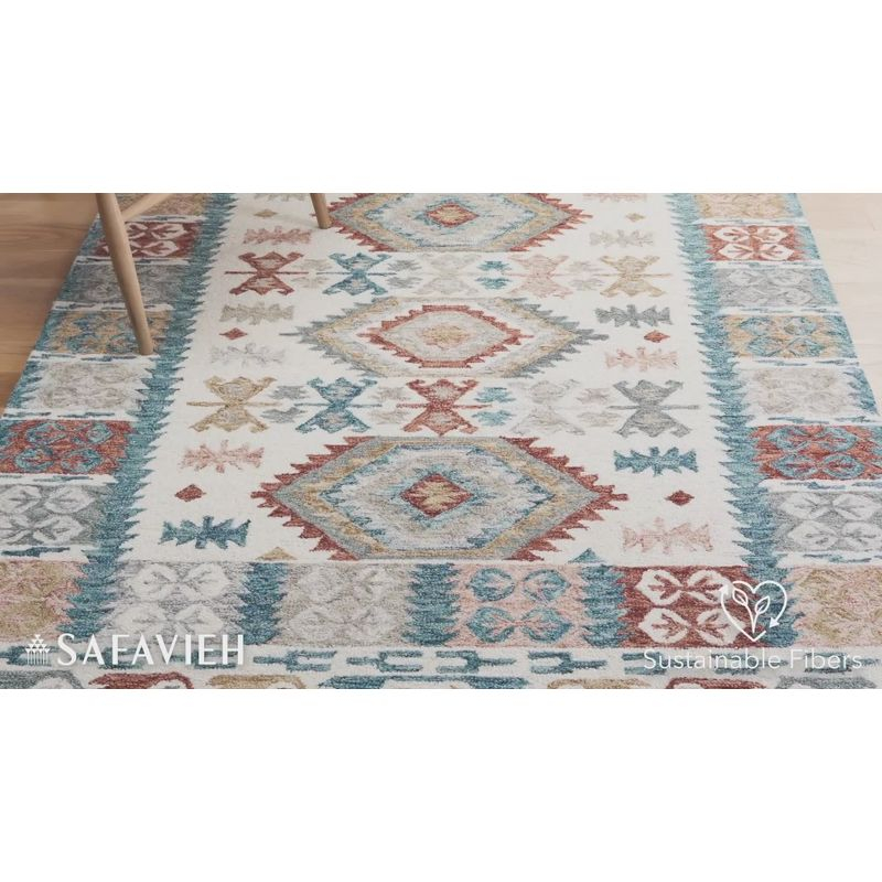 Micro-Loop MLP475 Hand Tufted Indoor Area Rug - Ivory/Blue - 8'x10' - Safavieh
