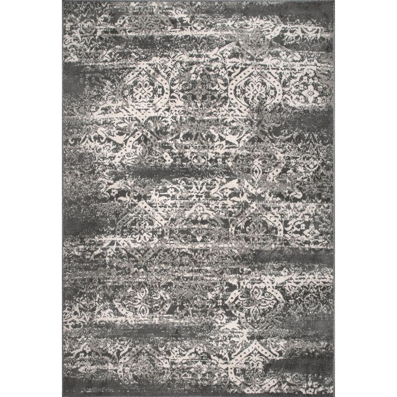 Nuloom Freja Oriental/Persian 9x12 Indoor Area Rug for Living Room Bedroom Dining Room Kitchen, Dark Grey/Ivory