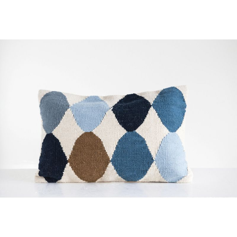 Storied Home Woven Wool Blend Pattern Lumbar Pillow, Multicolor